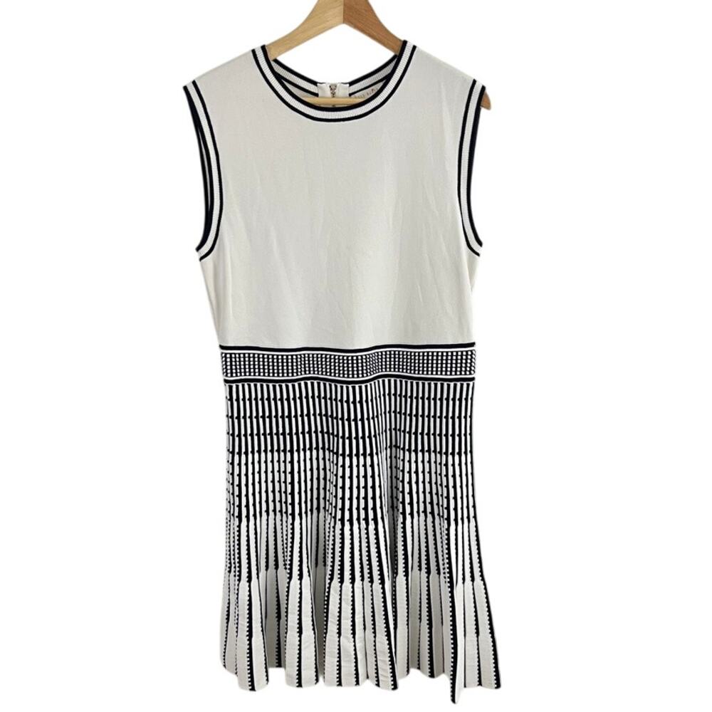 Ted Baker Eastyn Black White Striped Knit Dress 5 Size 12 US Sleeveless